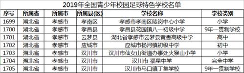 孝感体育特色学校名单公示,孝感市体育运动学校