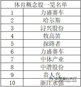 国内体育公司上市公司名单,中国体育上市公司排名